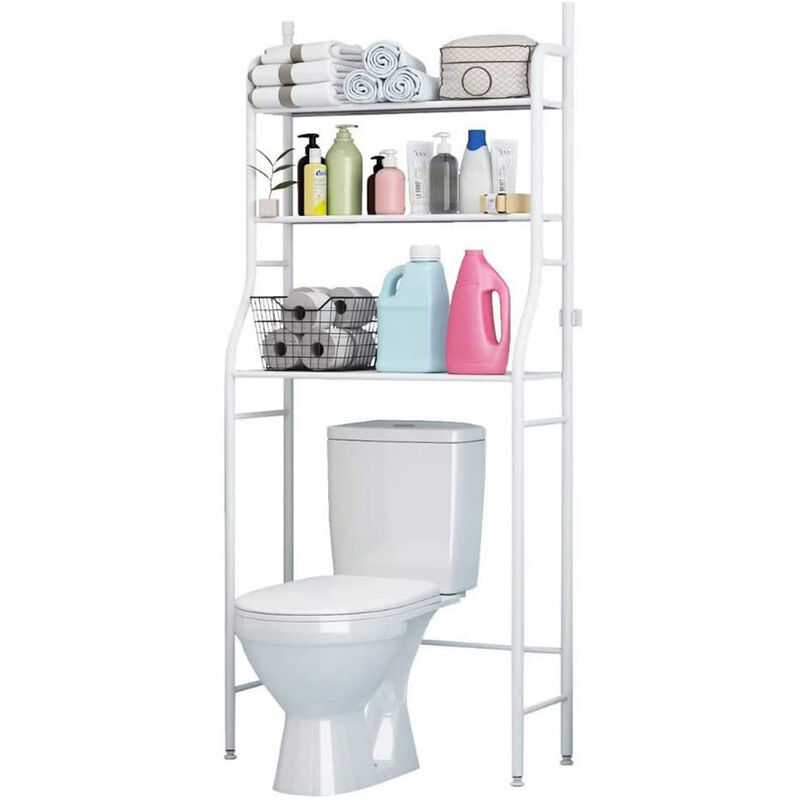 foto del prodotto bleosan mobile wc o lavatrice mensola bagno 3 ripiani 68x160x25cm lxaxp 