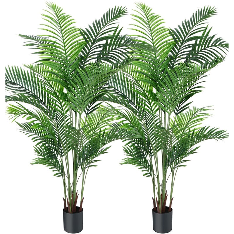 immagine 0 del prodotto bleosan set di 2 piante artificiali decorative palma areca 150 cm pianta artificiale per interni ed esterni vaso in plastica soggiorno balcone