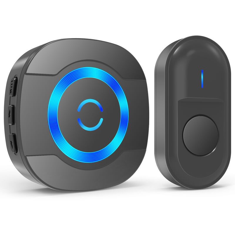 foto del prodotto bleosan sonnette de porte sans fil 300m ip55 tanche carillon electronique avec r cepteur enfichable pour la maison 55 m lodies led noir