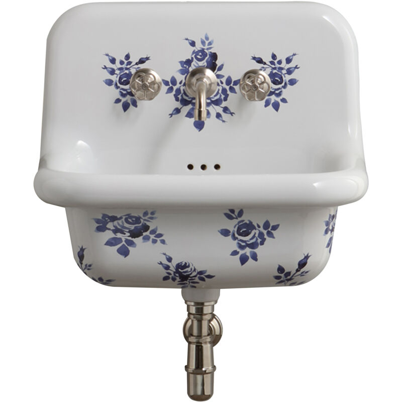 foto del prodotto bleu provence lavabo in ceramica retr 60 cm true colors fiori bianco