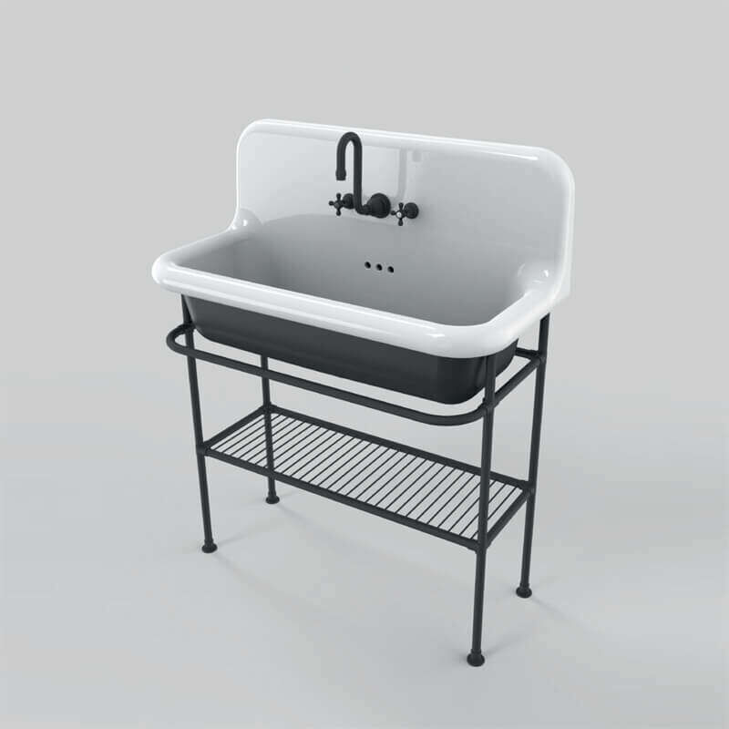 foto del prodotto bleu provence lavabo scolastico in ceramica smaltata 90 cm true colors nero nero 9005 