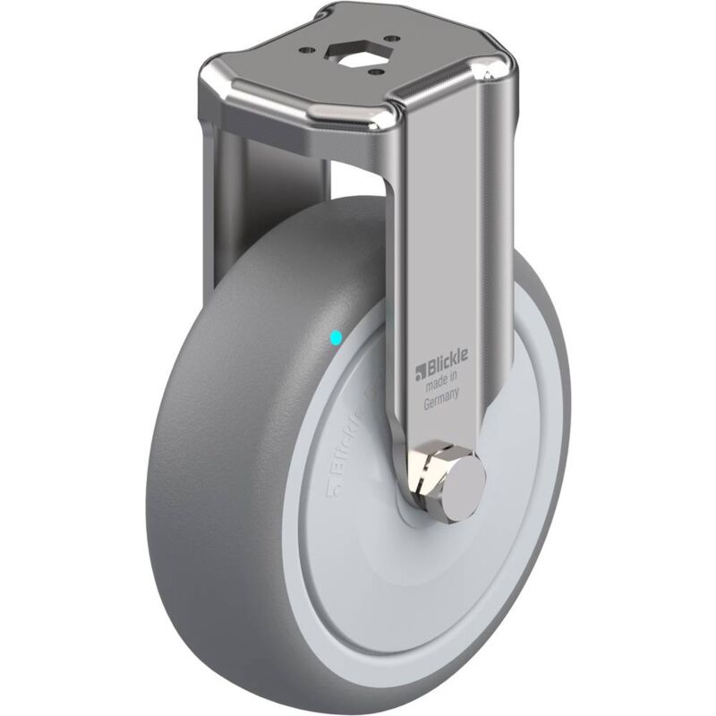 foto del prodotto blickle 574459 ruota in acciaio inox fissa con attacco su foro passante 100 mm cuscinetti a sfera
