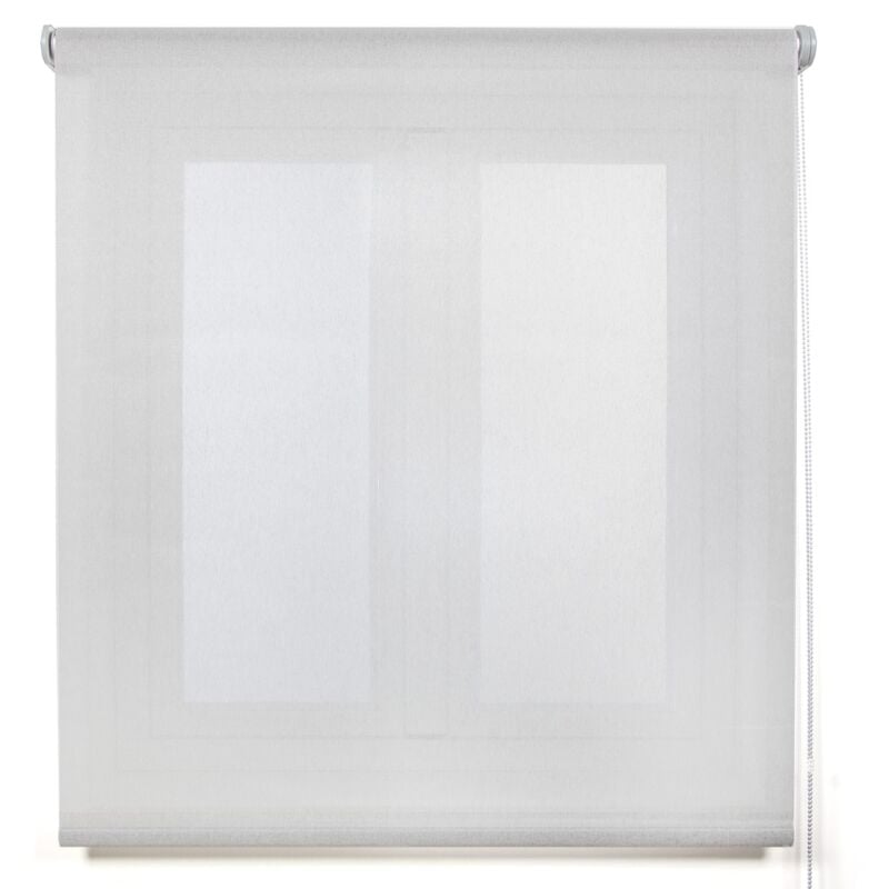 foto del prodotto blindecor belmont tenda avvolgibile in tessuto traslucido lucido, colore grigio argento, 130 x 180 cm larghezza per altezza . dimensioni del