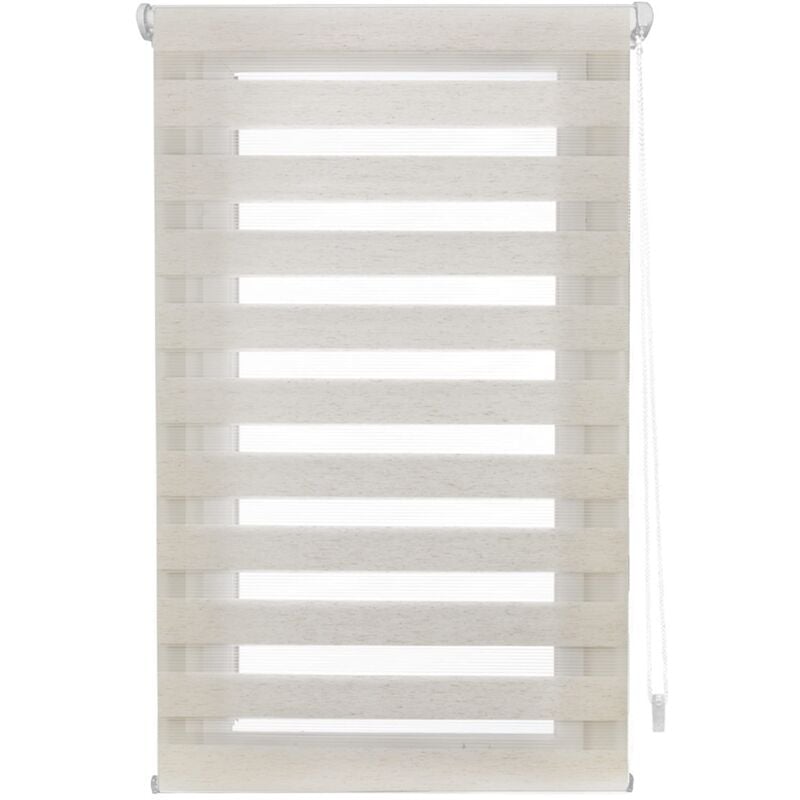 foto del prodotto blindecor indus sensa attrezzi tenda a rullo a doppio strato senza perforazione colore lino 85 x 130 cm larghezza x altezza dimensioni del