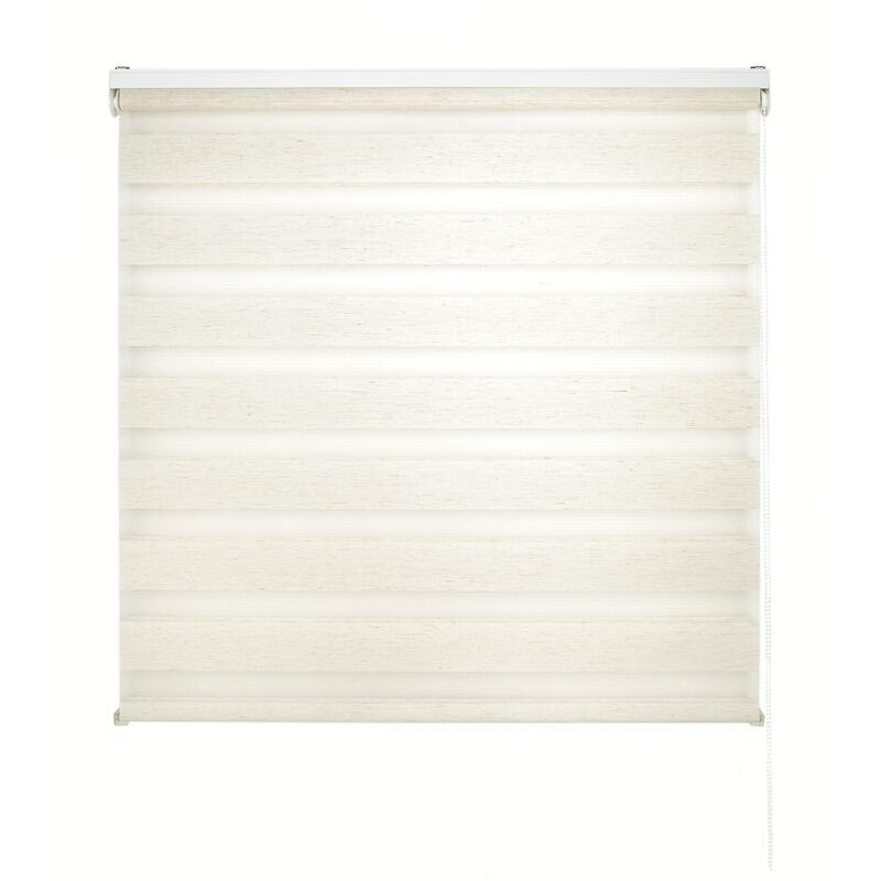 foto del prodotto blindecor lira tenda a rullo giorno e notte, colore lino, tenda per interni 100 x 250 cm larghezza x altezza dimensioni del tessuto 97 x 245 cm.