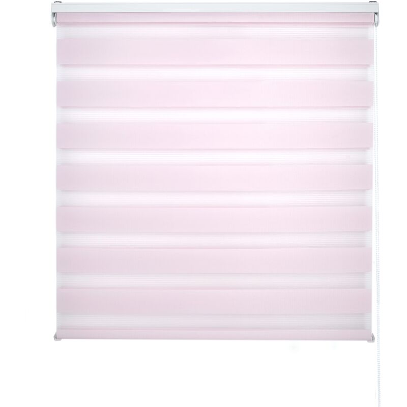 foto del prodotto blindecor lira tenda a rullo giorno e notte, colore rosa, tenda per interni 80 x 180 cm larghezza x altezza dimensioni del tessuto 77 x 175 cm.