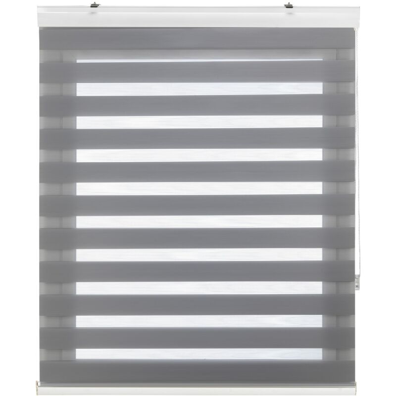 foto del prodotto blindecor vela tenda a rullo in doppio strato notte e giorno con cassonetto in alluminio argento grigio, tenda per interne 160 x 180 cm larghezza
