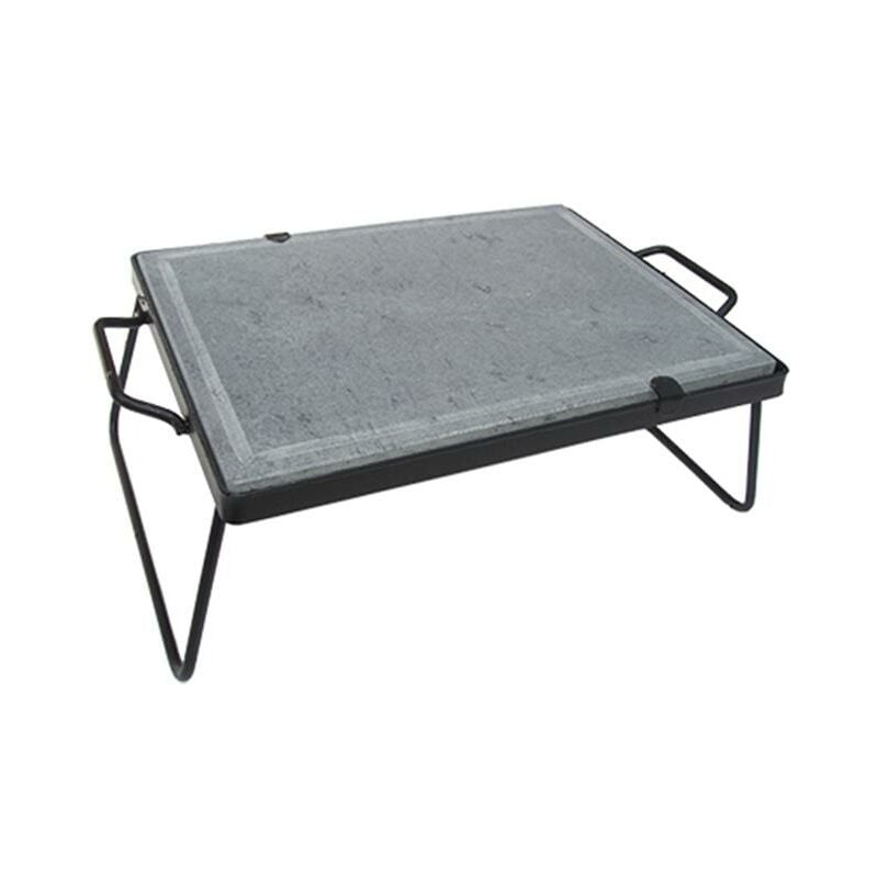 foto del prodotto blinky bistecchiera in pietra naturale con supporto e gambe richiudibili per fornelli a gas beloli 30x50 cm