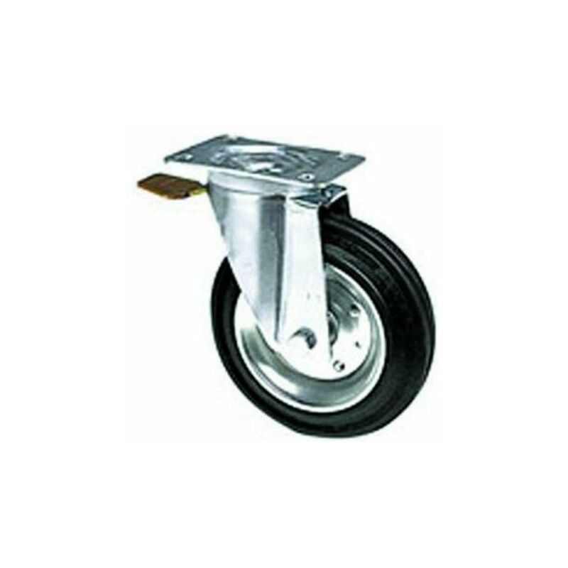 foto del prodotto blinky ruota gommata con base girevole qpf a04 con freno mm. 100x28