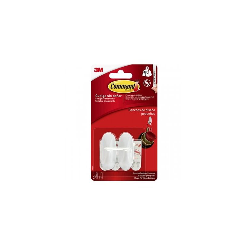 foto del prodotto blister 2 grucce piccole 4 strisce 450gr 17082 command 3m