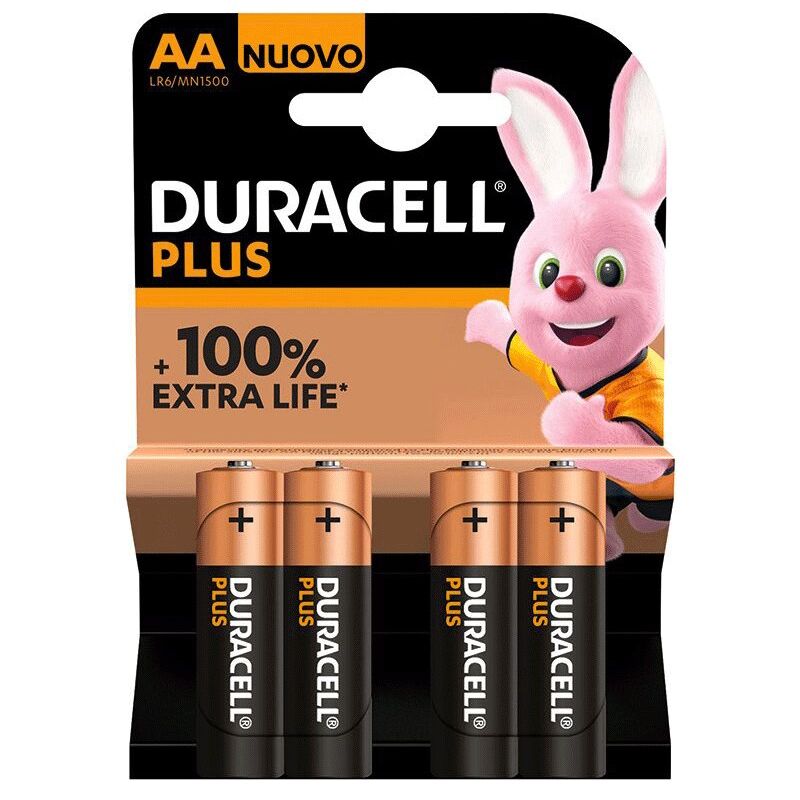 foto del prodotto blister 4 batterie aa stilo duracell plus - 100 extra durata mn1500plus