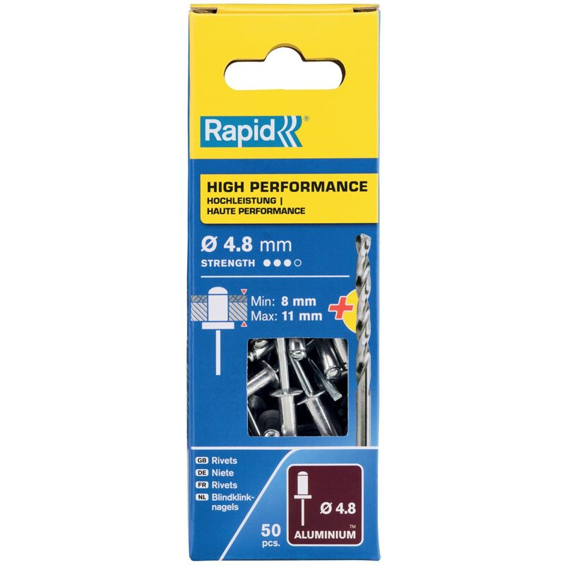 foto del prodotto blister 50 rivetti 4,8x14mm. alu + punta 5000389 rapid