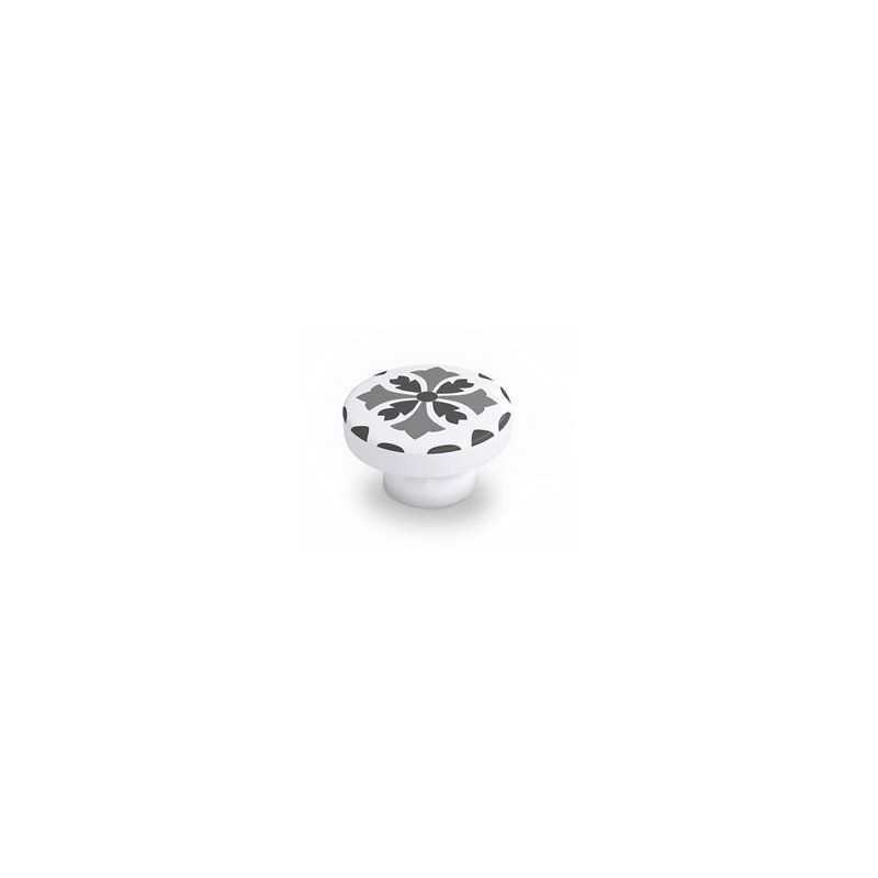foto del prodotto blister con 4 pomelli tondi per mobili in legno finitura grigia mod.e243 38mm rei