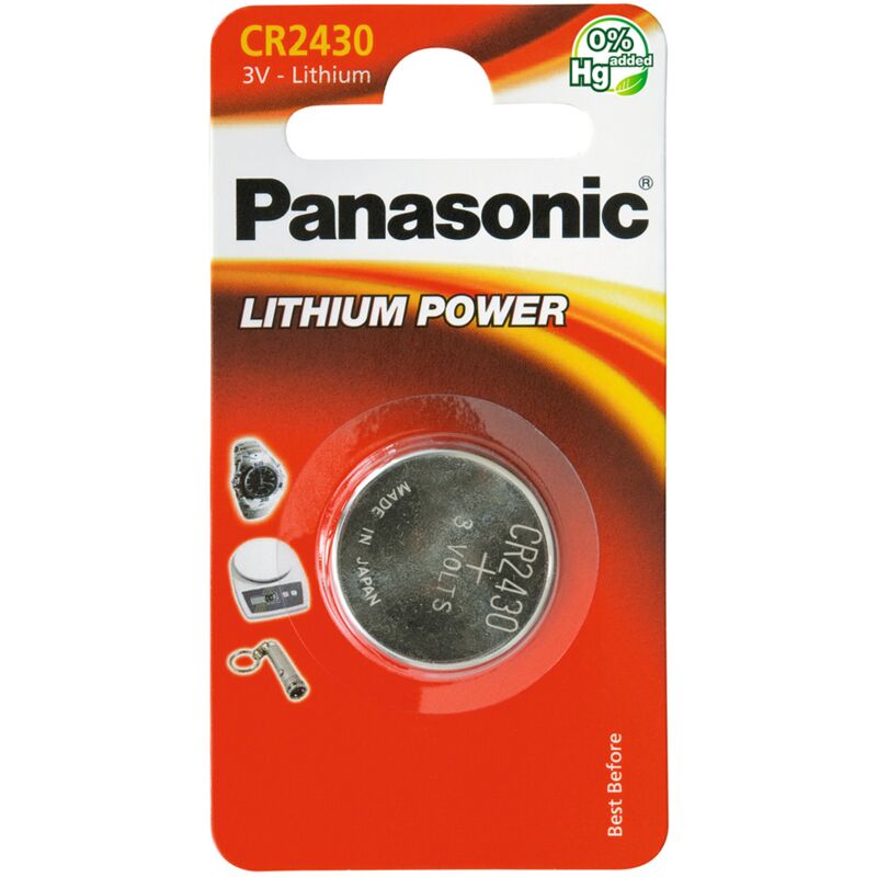 foto del prodotto blister da 1 pila a bottone al litio 3v panasonic cr2430, dl2430
