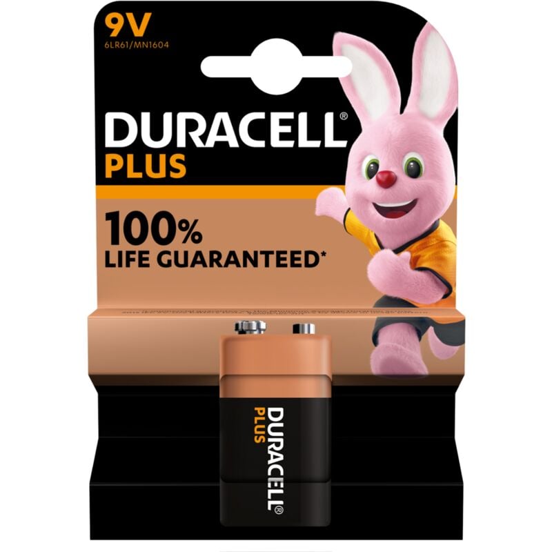 foto del prodotto blister da 1 pila alcalina 9v duracell plus' - 9v, 6lr61, mn1604