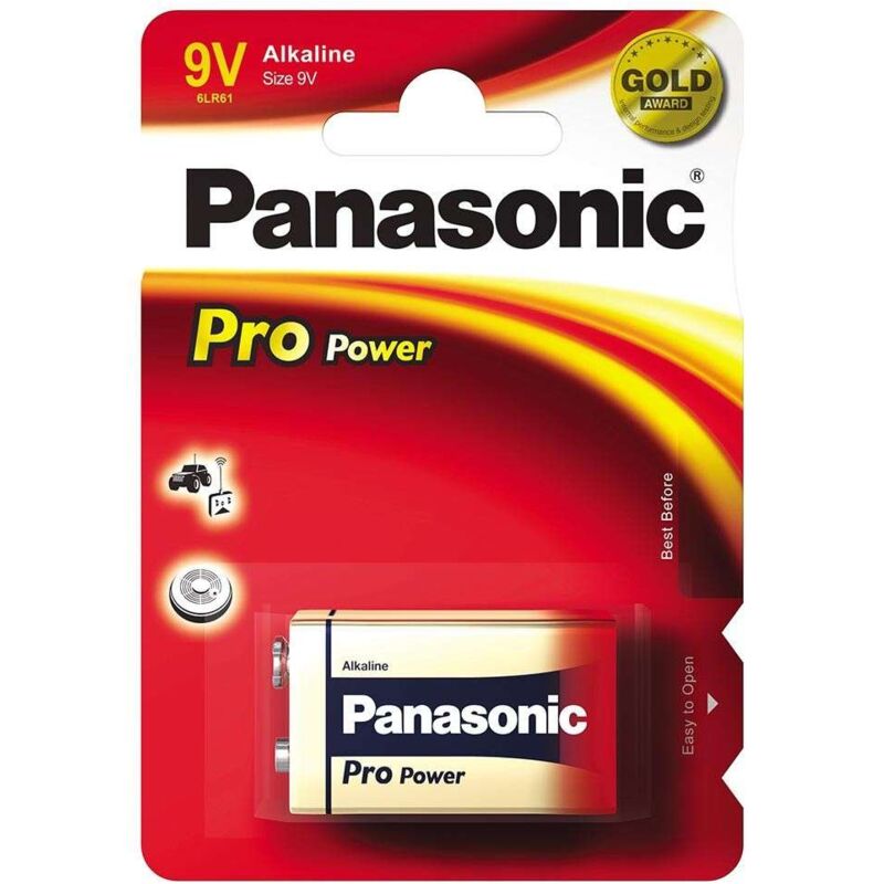 foto del prodotto blister da 1 pila alcalina 9v panasonic pro power 9v, 6lr61, mn1604