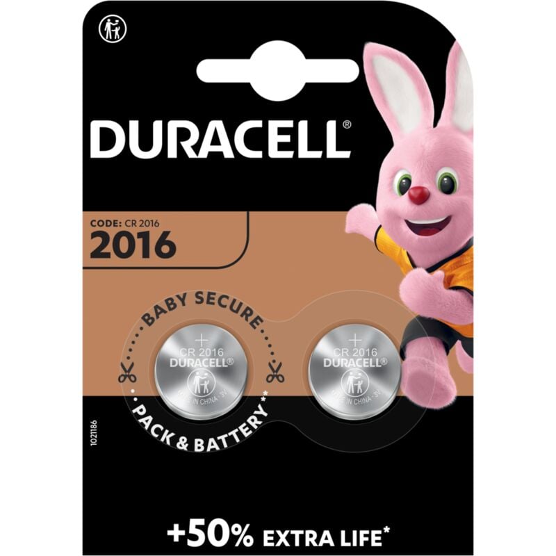 foto del prodotto blister da 2 pile a bottone al litio 3v duracell cr2016, dl2016