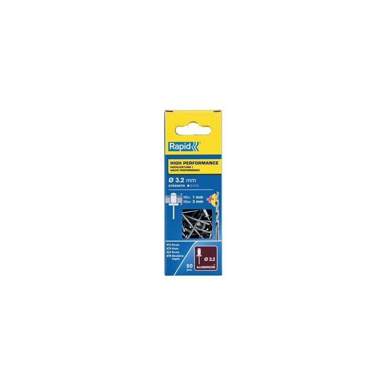 foto del prodotto blister da 50 rivetti 3,2x6mm alu drill 5001528 rapid