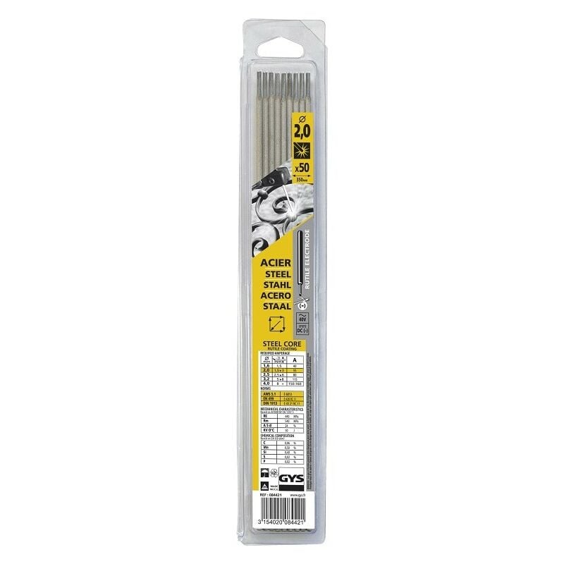 foto del prodotto blister di 50 elettrodi rutilici gys 2,0 mm 084421