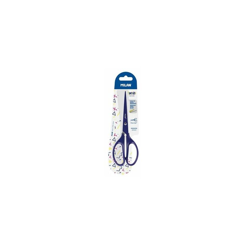 foto del prodotto blister di forbici da ufficio blu acido 17cm milano