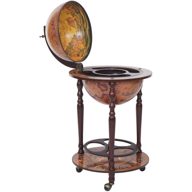 foto del prodotto blobe bar portabottiglie con mappa del mondo su rotelle legno certificato fsc 040003373