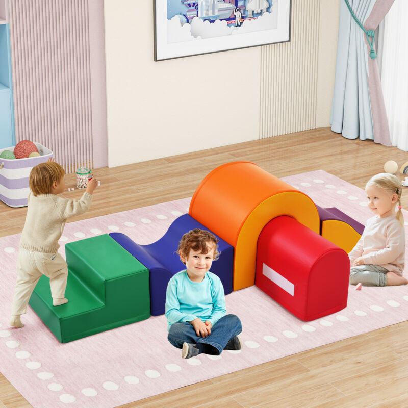 foto del prodotto blocchi da costruzione giganti colorati in schiuma morbida 5 in 1 per bambini perfetti per il gioco creativo, l arrampicata, il gattonare e lo