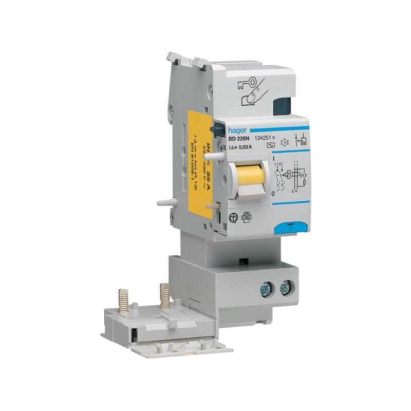 foto del prodotto blocco differenziale 2 poli 30 ma in25 a tipo ac 2 m. din hager bd226n