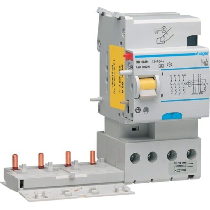 foto del prodotto blocco differenziale 4p 30ma 63a a 3m hager cod. bd463n 
