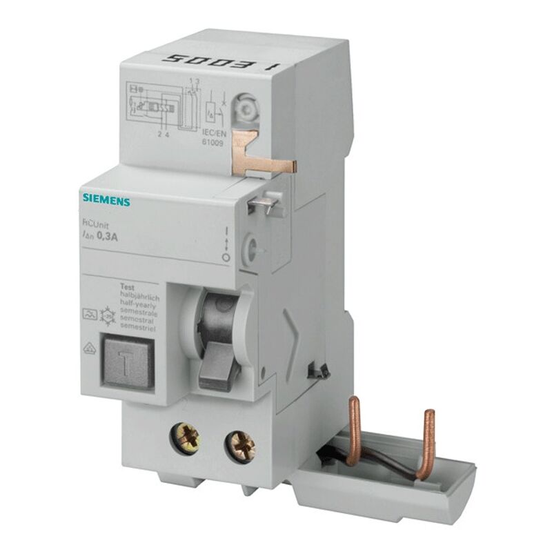 foto del prodotto blocco differenziale siemens 2p 40a 300ma tipo a 2 moduli per 5sy 5sm26226