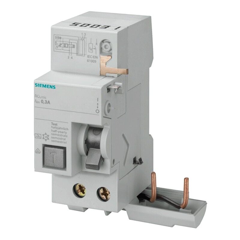 foto del prodotto blocco differenziale siemens 2p 40a 30ma tipo a 2 moduli per 5sy 5sm23226