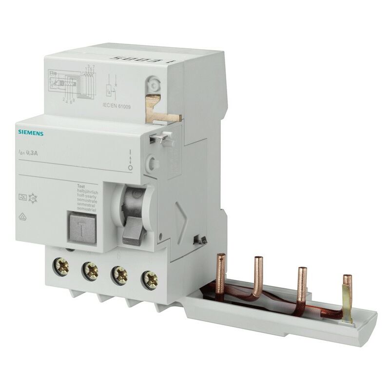 foto del prodotto blocco differenziale siemens 4p 40a 300ma tipo ac 3 moduli per 5sy 5sm26420