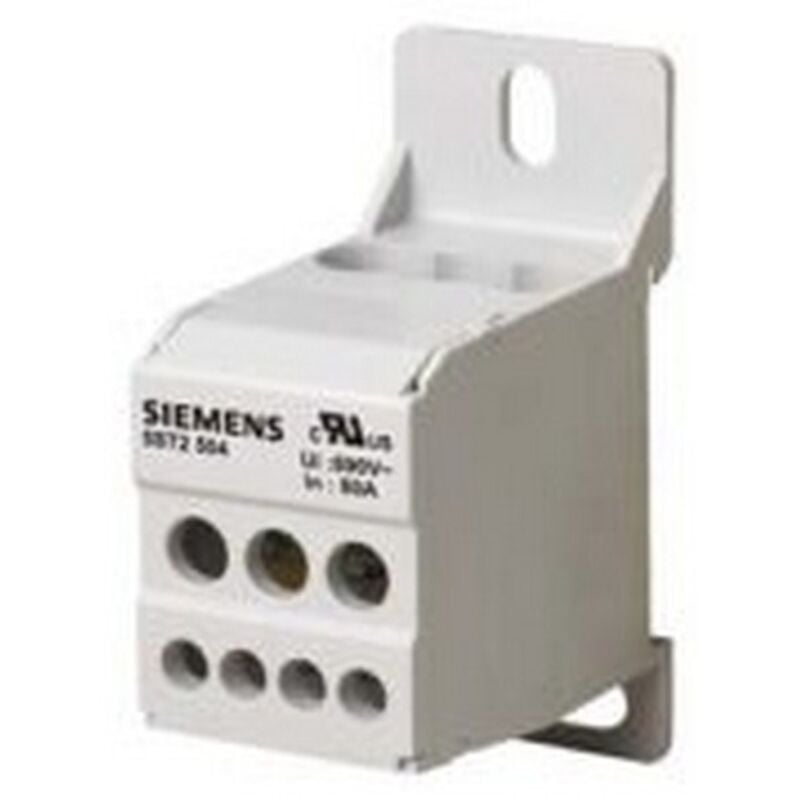 foto del prodotto blocco distributore a 1 polo, 80a, 690v ingresso 1x 16 mm2 uscita 8x 10 mm2 per montaggio su guida din