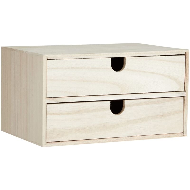foto del prodotto blocco in legno 2 cassetti 24 x 16 x 13,3 cm, beige, 24 x16 x 13.3 cm artemio