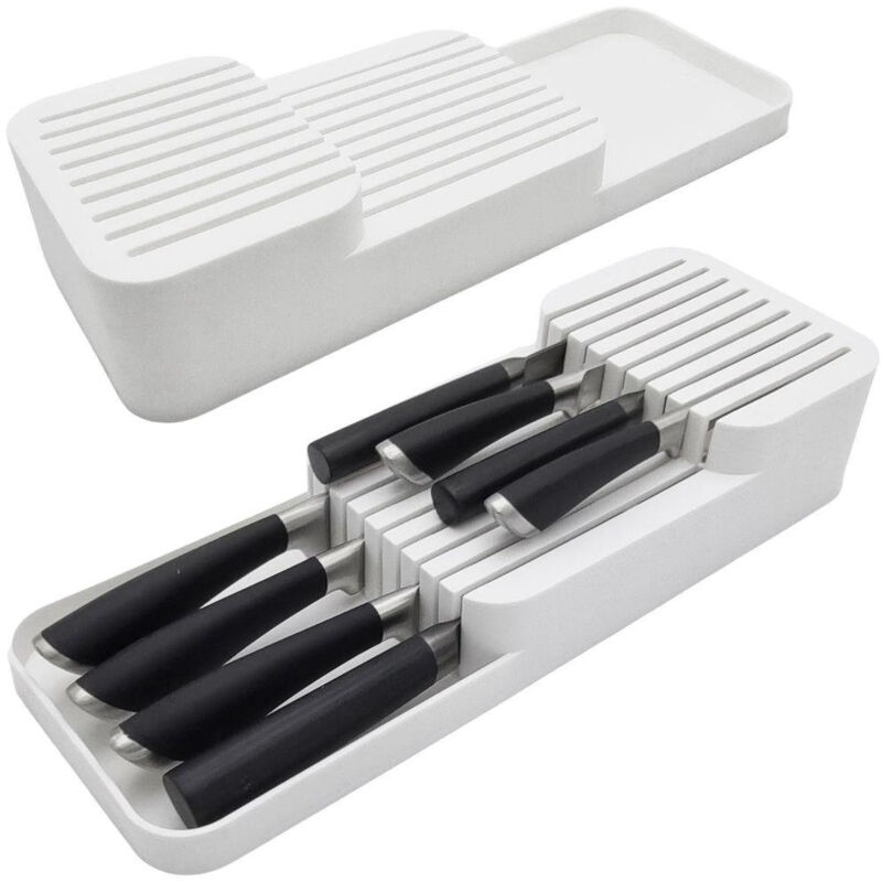 foto del prodotto blocco organizzatore per coltelli inserto per cassetto bianco