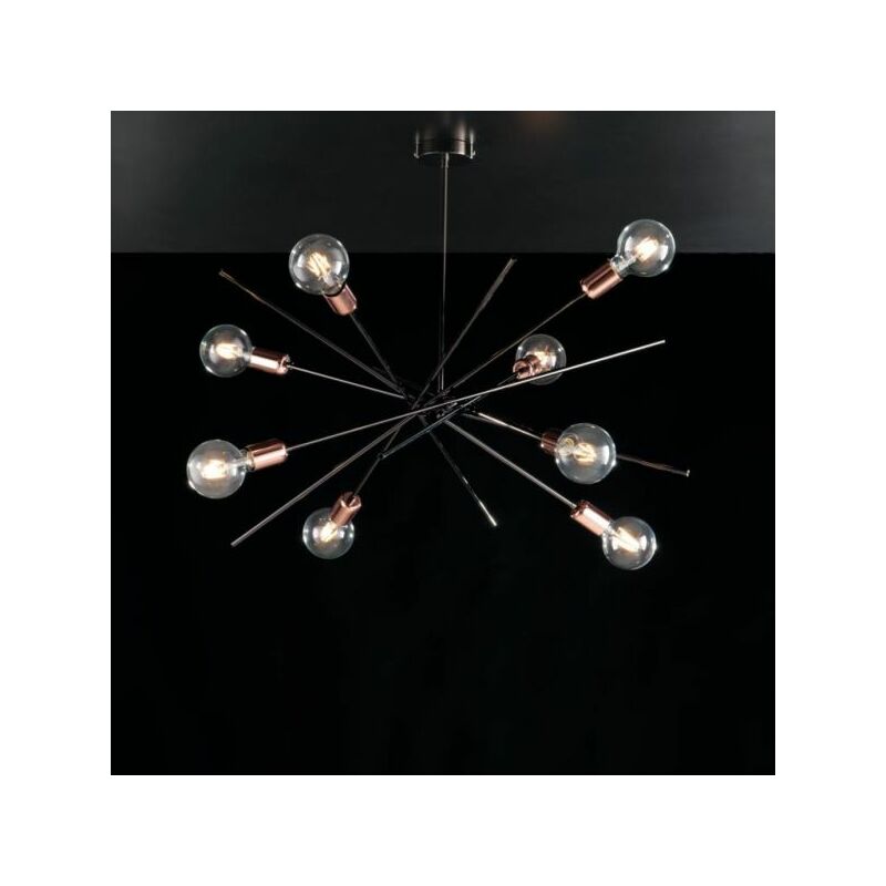 foto del prodotto bloom plafoniera ferro cromo nero e rame 8 luci h.62 82 bl200 pl8 nr