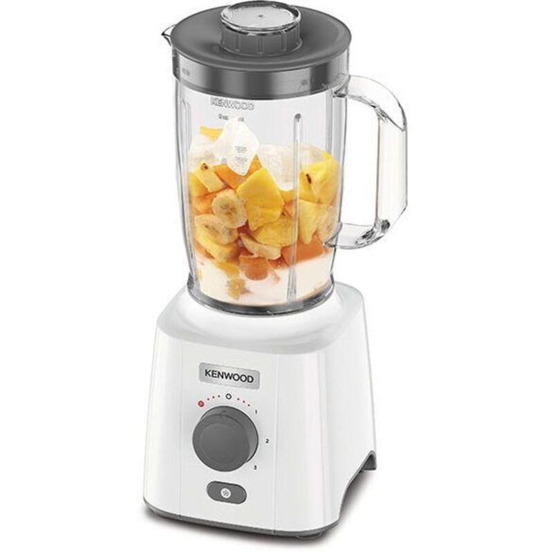 foto del prodotto blp41.c0wh frullatore, caraffa da 2l dotata di pratica maniglia, lame in acciaio, 3 velocità+pulse, incluso accessorio tritatutto, piedini antiscivolo, plastica, bianco e grigio - kenwood