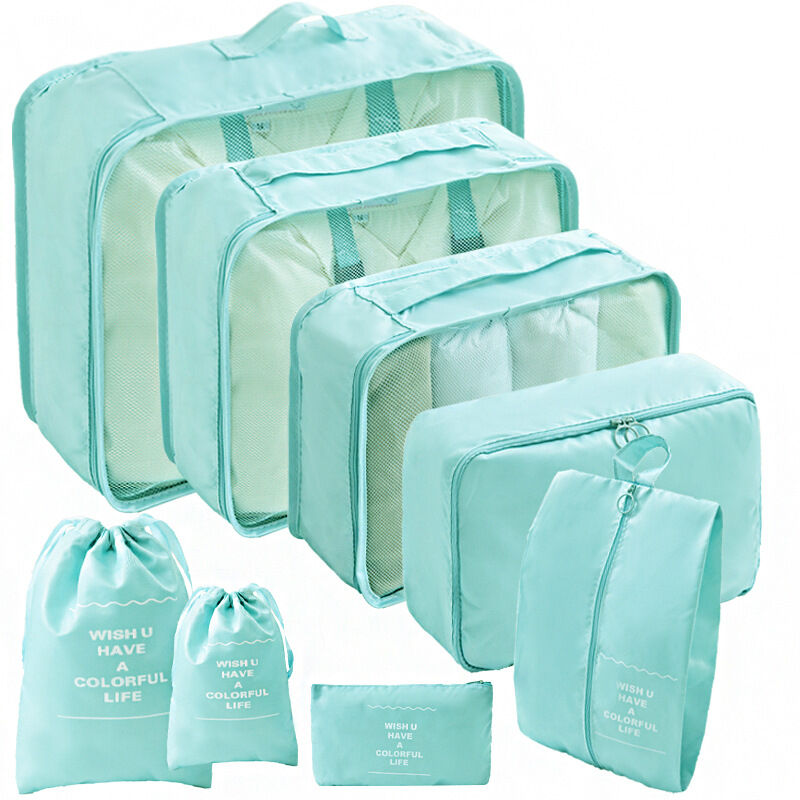 foto del prodotto blu 8 borse porta abiti, valigie migliorate, organizer per borse portaoggetti per vestiti asciutti, scarpe, biancheria intima, cosmetici, libri,