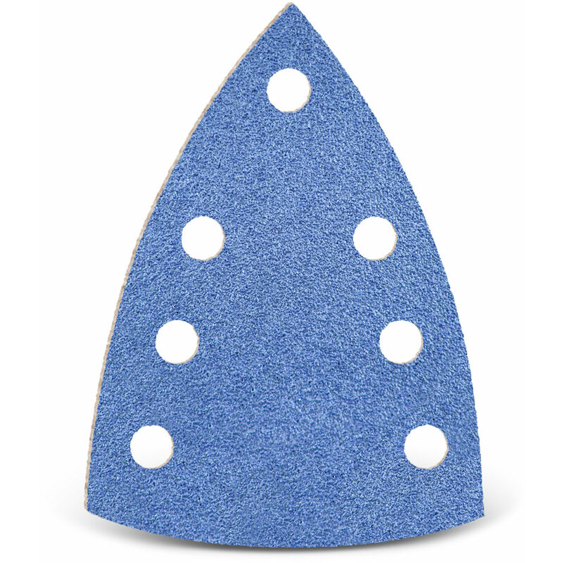 foto del prodotto blue carte abrasive velcrate, 150 x 100 mm, 7 fori, p. levigatrici a delta, corindone zirconio 25 pz. g40 menzer