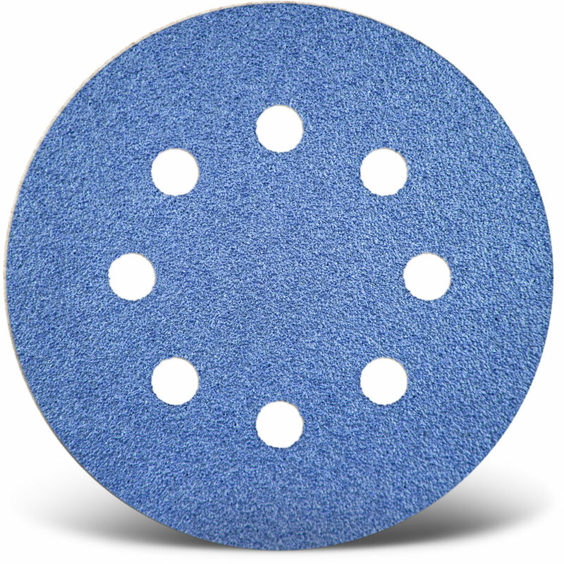 foto del prodotto blue dischi abrasivi velcrati, 125 mm, 8 fori, p. levigatrici rotorbitali, corindone zirconio 25 pz. g36 menzer
