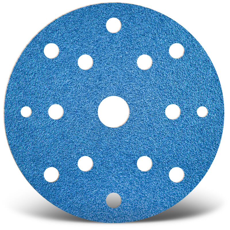foto del prodotto blue dischi abrasivi velcrati, 150 mm, 15 fori, p. levigatrici rotorbitali, corindone zirconio 25 pz. g120 menzer