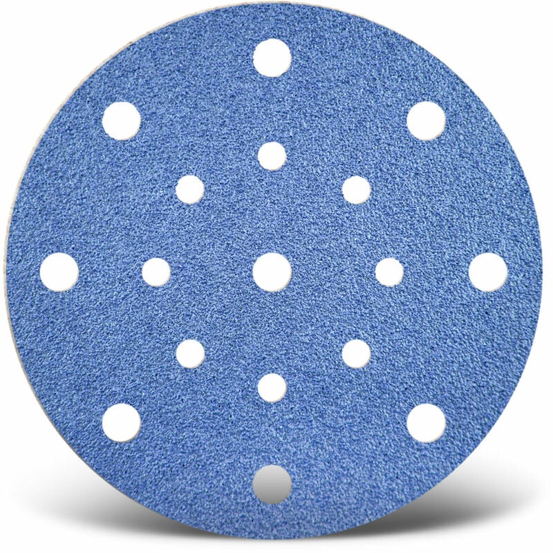foto del prodotto blue dischi abrasivi velcrati, 150 mm, 17 fori, p. levigatrici rotorbitali, corindone zirconio 25 pz. g120 menzer