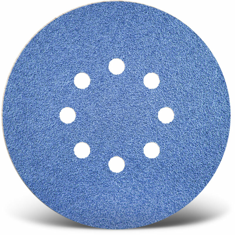foto del prodotto blue dischi abrasivi velcrati, 150 mm, 8 fori, p. levigatrici rotorbitali, corindone zirconio 25 pz. g80 menzer