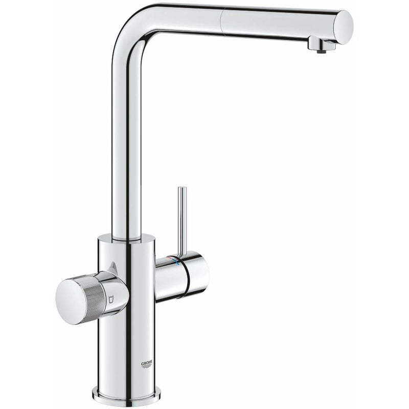 foto del prodotto blue pure miscelatore da lavello minta con funzione di filtraggio e bocca di erogazione estraibile, cromo 30601000 grohe