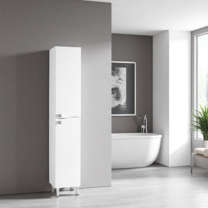 foto del prodotto bluelife colonna a terra onda in melaminico 196h 2 ante bianco lucido