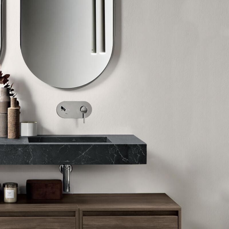 foto del prodotto bluelife mensola con lavabo integrato 100 cm sospesa in hpl laminato idro nero