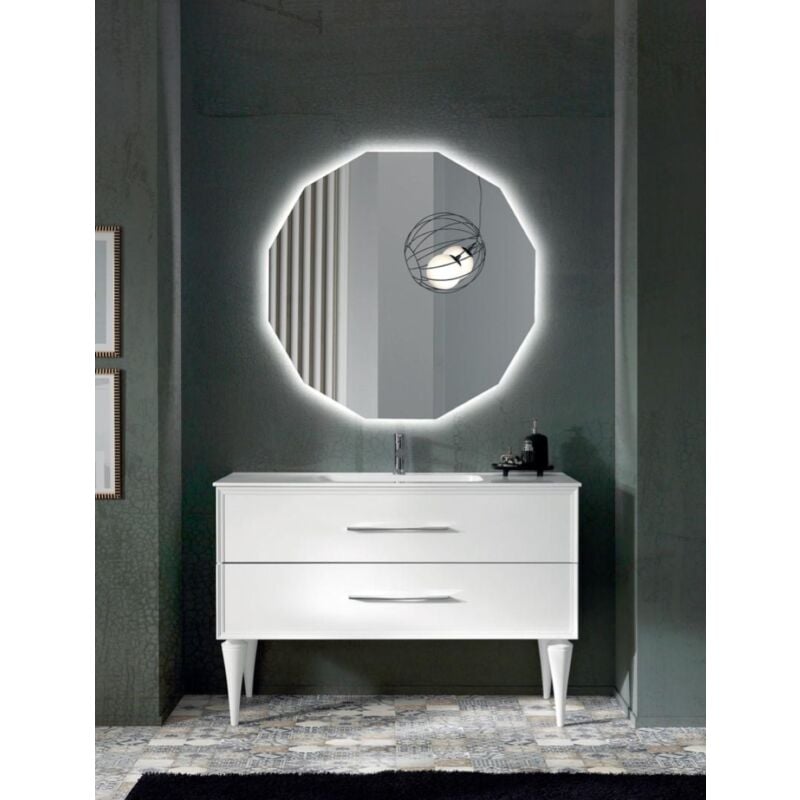 foto del prodotto bluelife mobile bagno moderno 120 cm bianco opaco 2 cassetti lavabo classic