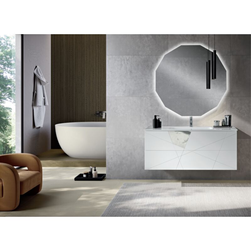foto del prodotto bluelife mobile da bagno sospeso moderno crizia base 120 con lavabo, bianco opaco