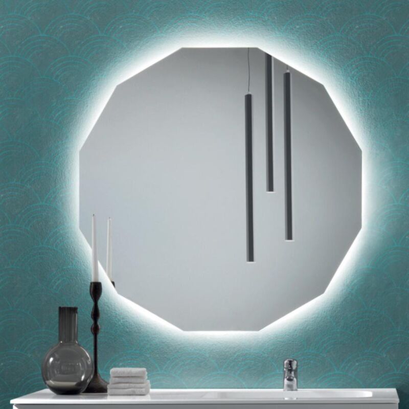 foto del prodotto bluelife specchio rotondo moderno retroilluminato a led gena 100x100