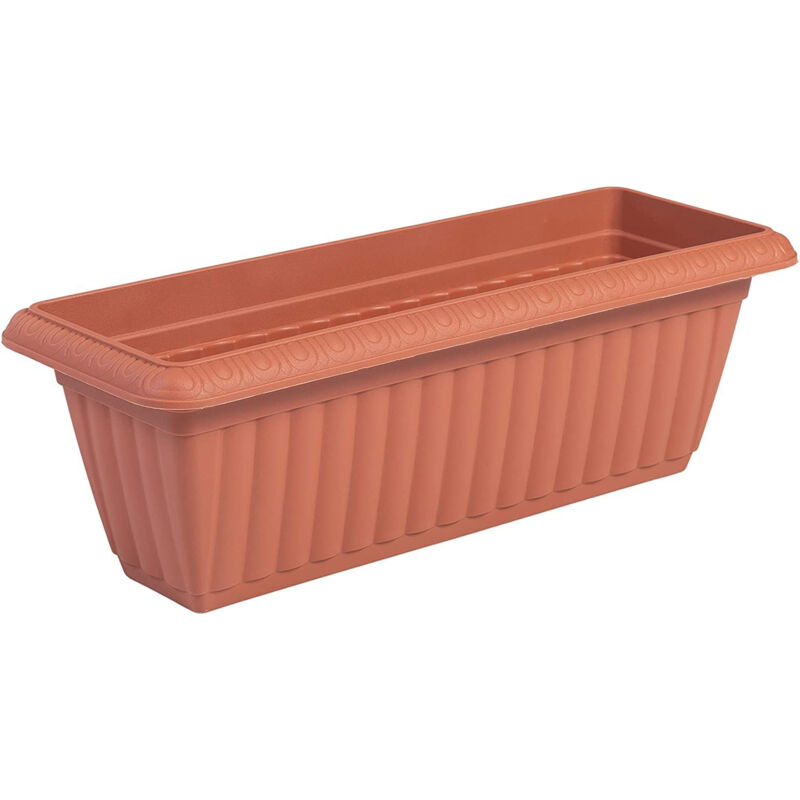 foto del prodotto blumentopf slim bertopf mit wasserablauf reservierungssystem f r die gartenarbeit slim planter relief 500, braun iris ohyama