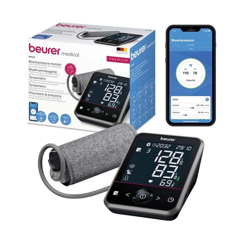 foto del prodotto bm 64 misuratore di pressione da braccio bluetooth inflation technology beurer